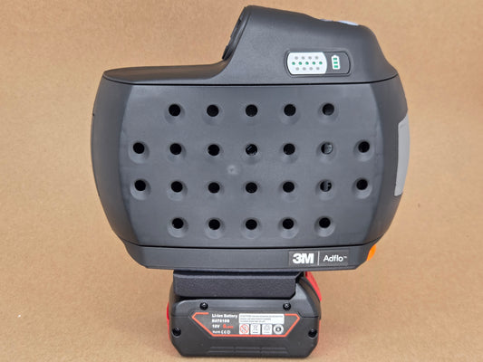 Bosch 18V to Adflo adapter - full assembly on Adflo blower with Bosch pack - front view
