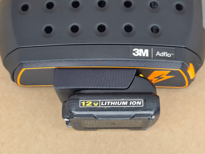 DeWalt 12V MAX Adflo battery adapter - DCB124 3.0Ah pack slid in - front view